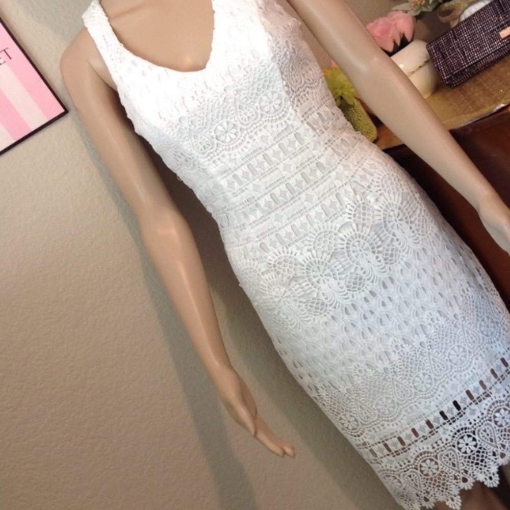 Stunning WHITE lace overlay dress